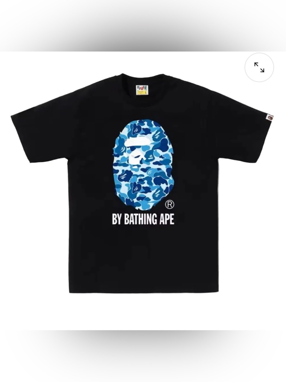 Authentic BAPE Black Tee with Blue Camo Ape Head